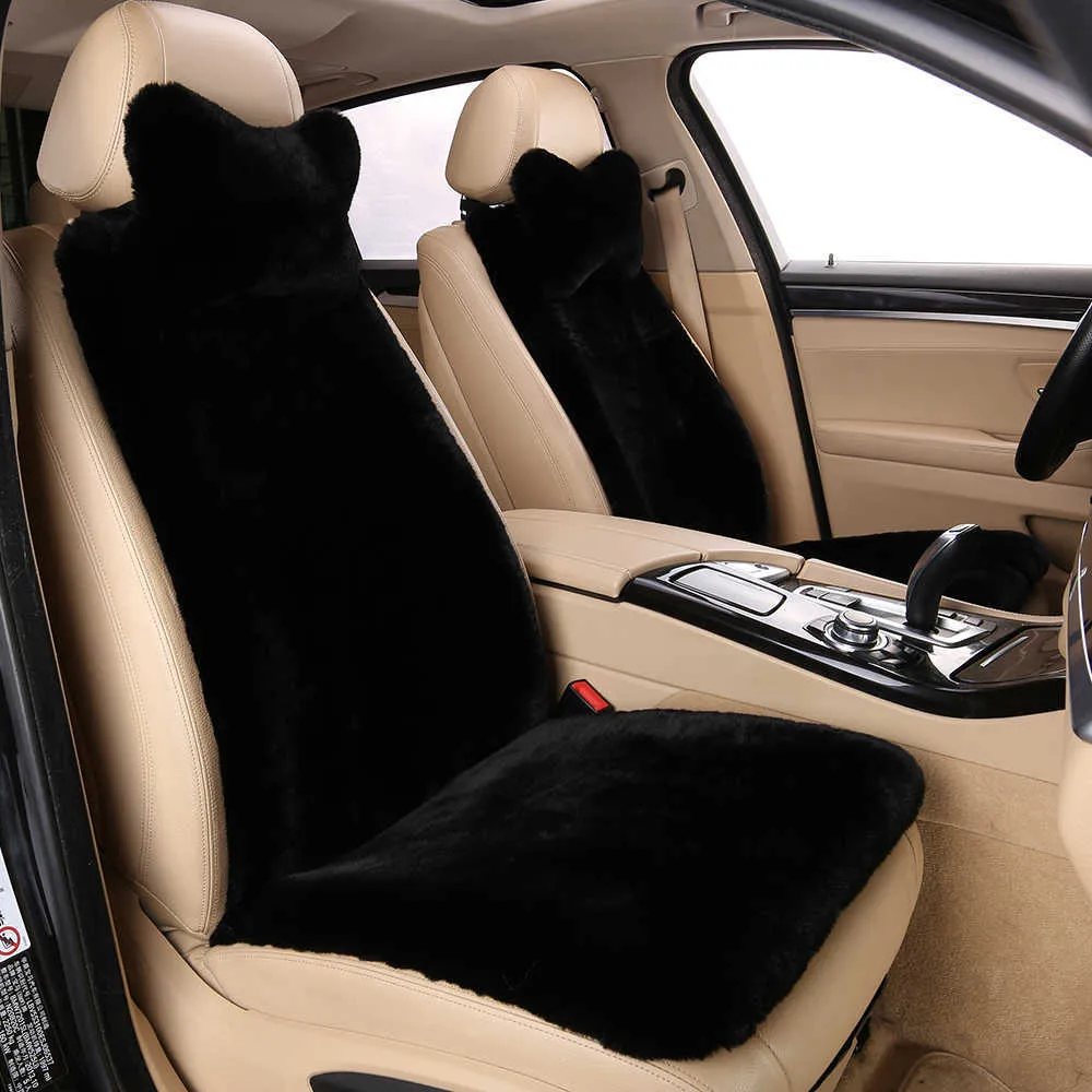 Cushions Car Cover with Headrest Artificial plush Protector Lada Toyota Universal Winter Front Seat Cushion Pad For Auto AA230520