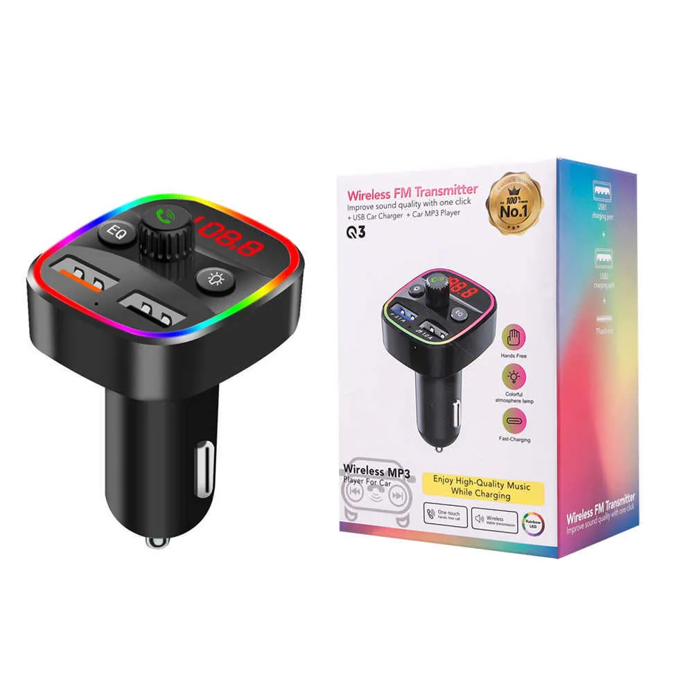 Bluetooth Adapter For Car, Car Bluetooth Fm Transmitter, 9 Rgb Lighting  Modes,hands-free Auto Mp3 P