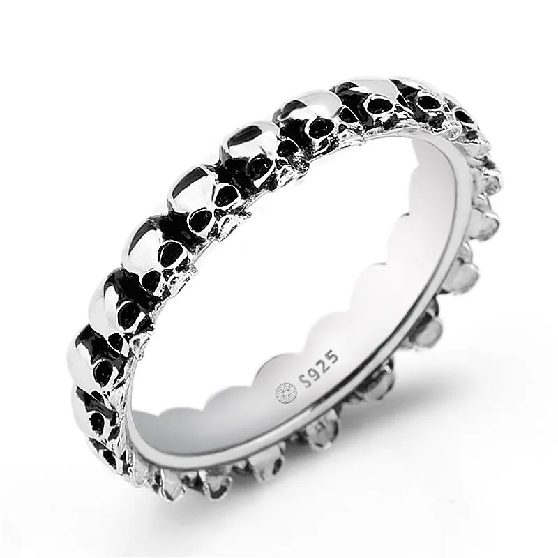 Pierścienie Czaszka Pierścień Punk 925 Sterling Silver Stackable Diabel Head Street Biker Pierścienie dla męskich chłopców Cool Party Biżuter