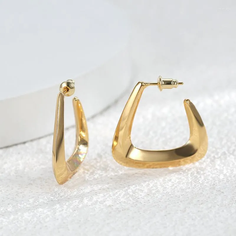 Hoop Earrings ALLME Temperament Shiny Geometric For Women Wholesale 14K Gold Plated Brass Chunky Earring Brincos 2023