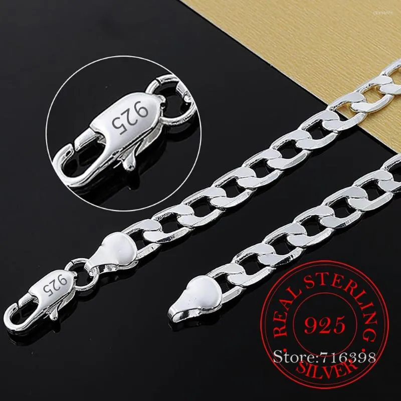 Kedjor 925 Sterling Silver 16/18/20/22/24 Inch 8mm Platt Sideways Figaro Chain Necklace For Woman Man Fashion Wedding Jewelry