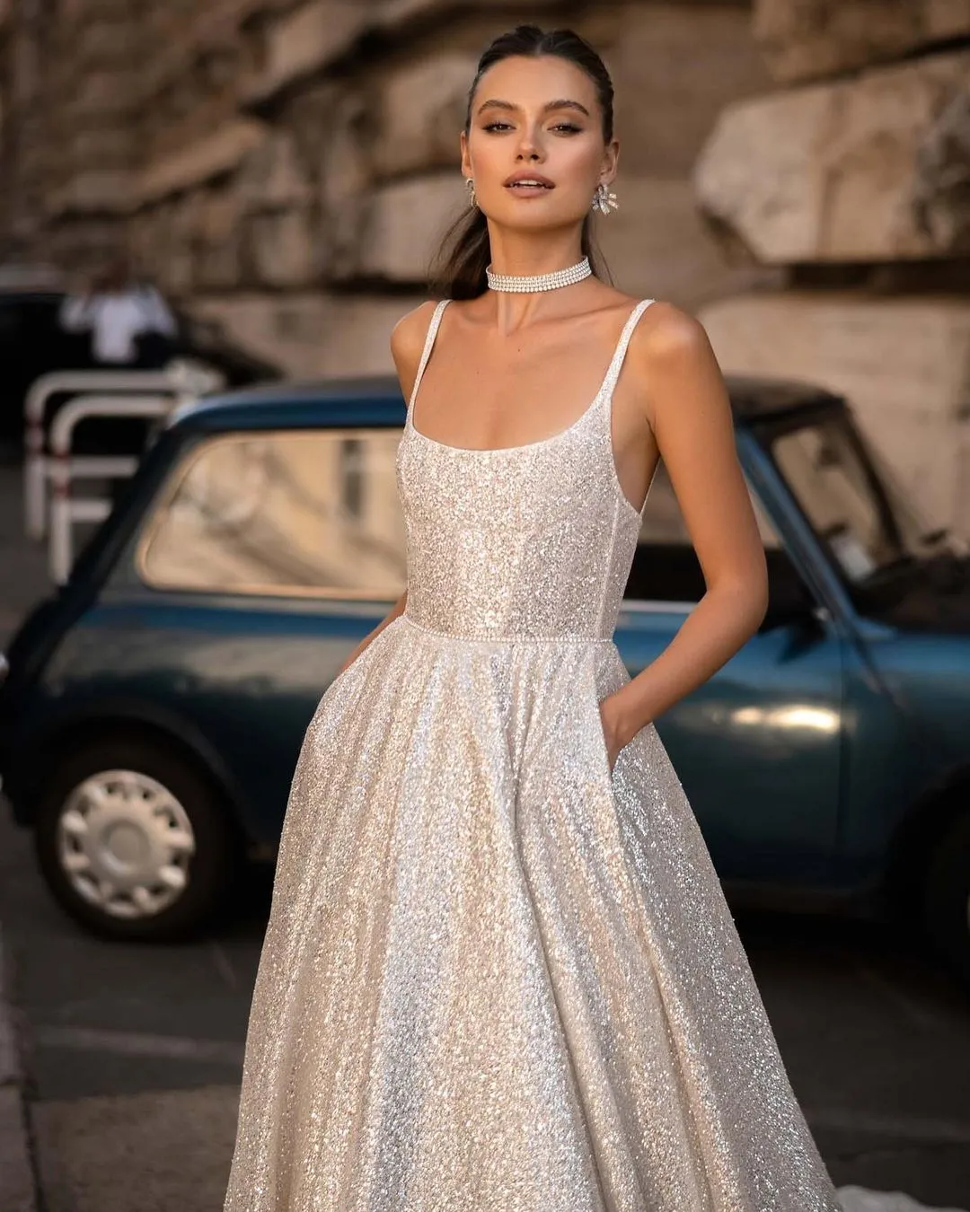 Berta A Line Dresses Straps Bone Bodice Glitter... From Myohmydress,  $177.14 | DHgate.Com