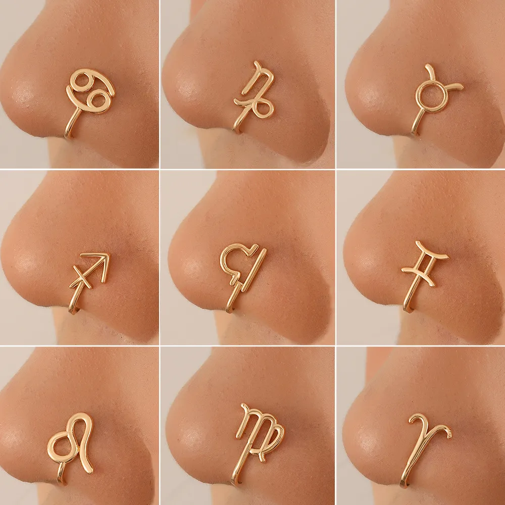 Klipsy nosowe pierścienie stołki obręcze dla kobiet bez zapierających się jdlery constellation symbol u kształt miedź złoty kolor hurtowy 2023 NOWOŚĆ