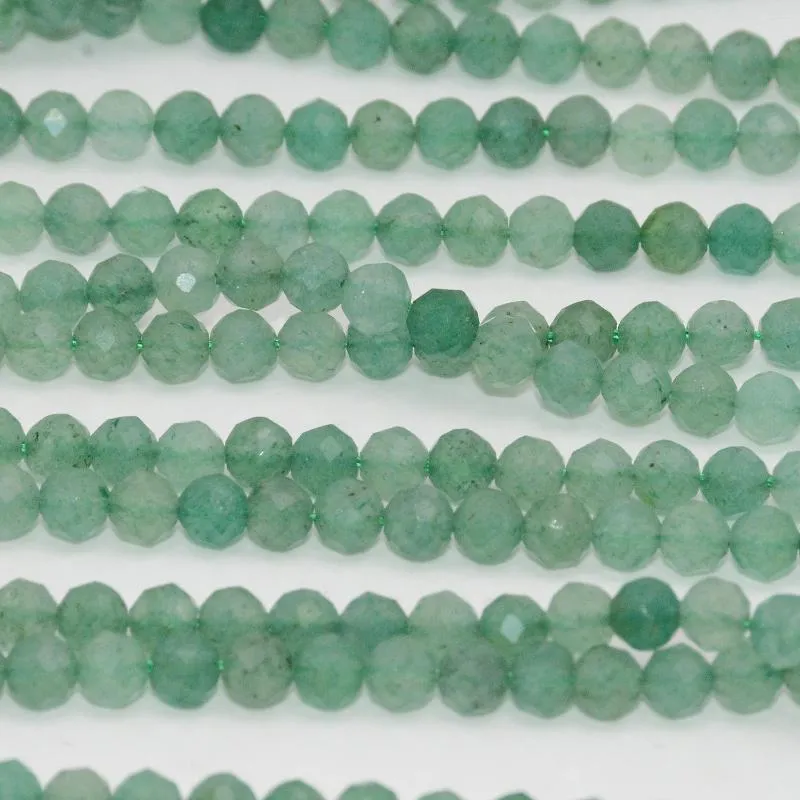 Loose Gemstones Natural Green Aventurine Faceted Round Beads 3.8mm No Color Treatment