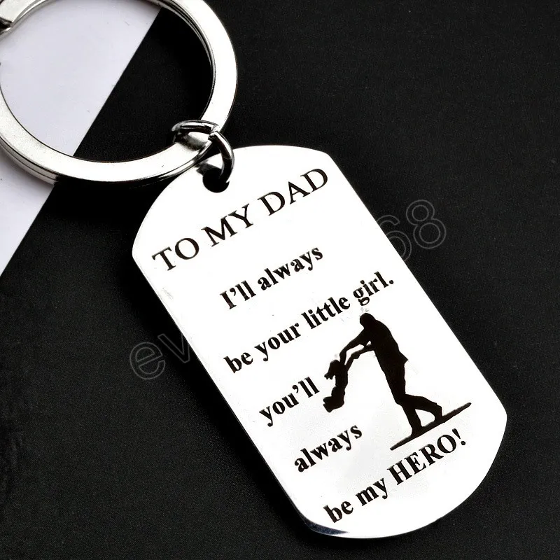 Vaderdag Keychain naar mijn vader Son Roestvrij staal Keyring Key Chain Creative Bag Car Key Holder Sieraden Thanksgiving -geschenken