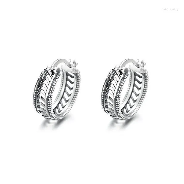 Stud Earrings 052FR ZFSILVER S925 Silver Korean Fashion Trendy Design Elegant Retro Geometry Hollow Track Charms Jewelry Party Women