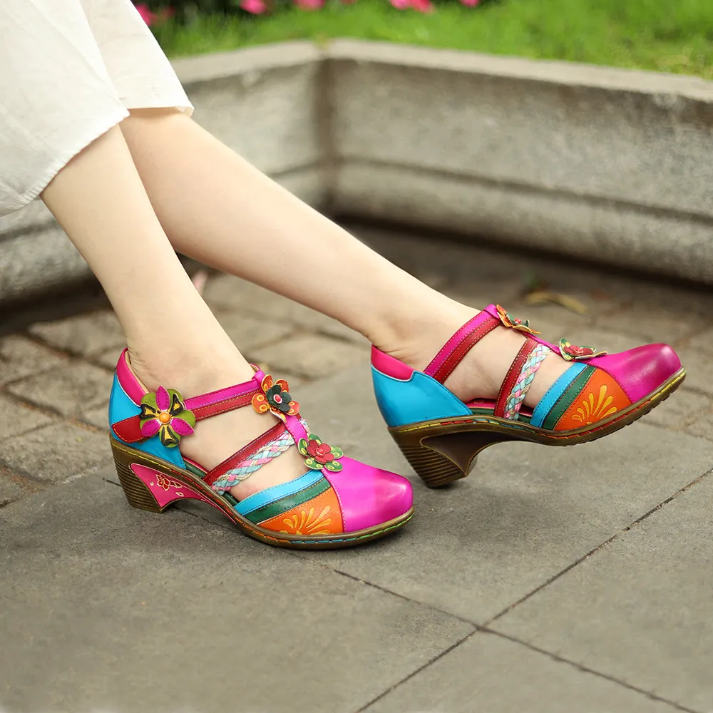 Luxury Designer Womens Sandals Original Mid Heel Ethnic Style