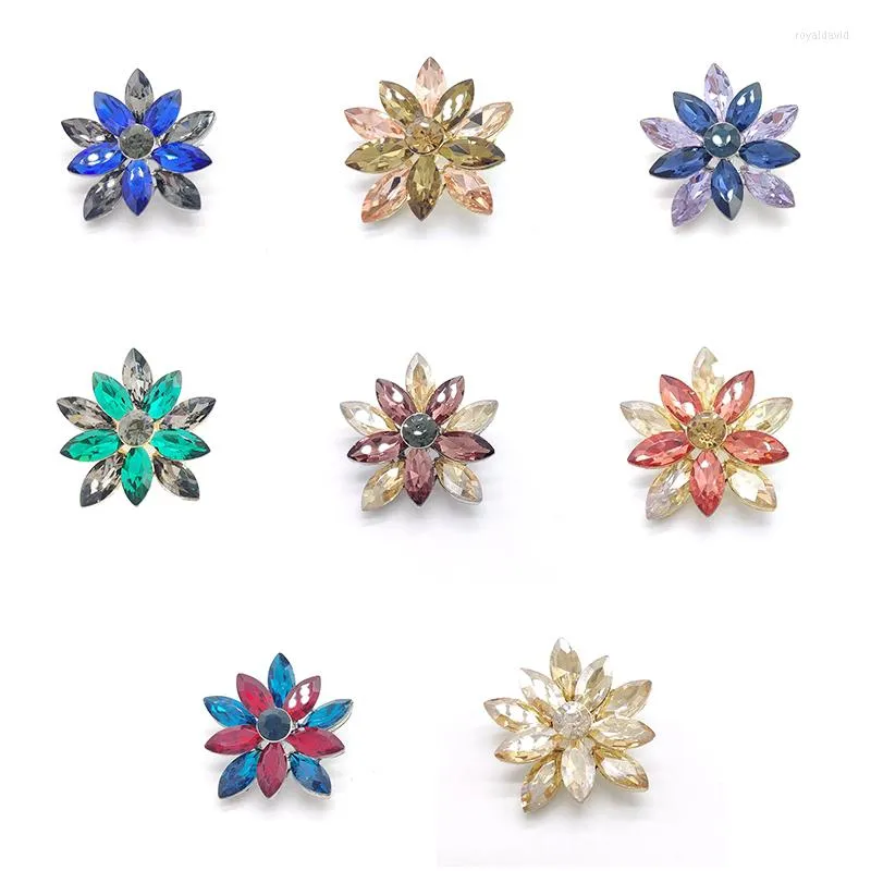 Brooches PD BROOCH Shining Glass Flower For Women 8-colors Beauty Office Party Pin Year Gifts