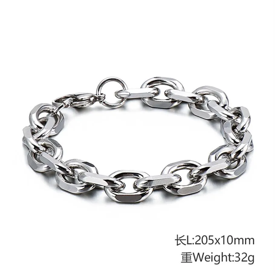 BRANDNEW Silver 316L Stainless Steel Fashion huge Link Chain bracelet 10mm 8'' for Mens JEWELRY GIFTS253k