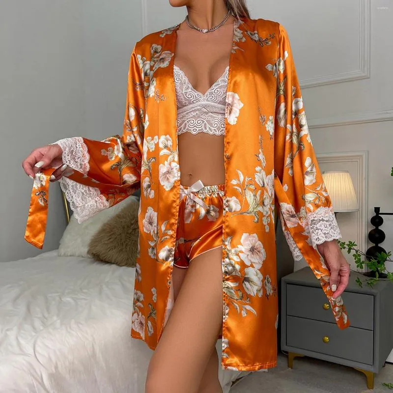Vêtements de nuit pour femmes Lady Womens Sexy Lingerie Satin Pyjamas Cami Shorts Set Nightwear Long Robes
