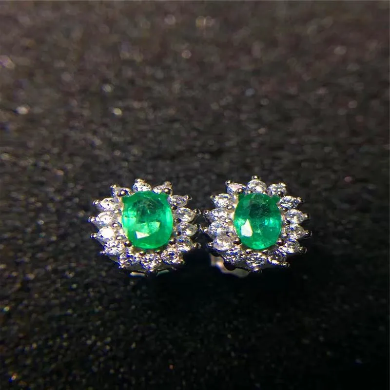 Stud vintage smaragd studörhängen 3*5mm naturliga smaragd silverörhängen solida 925 sterling silver smaragdörhängen romantisk gåva