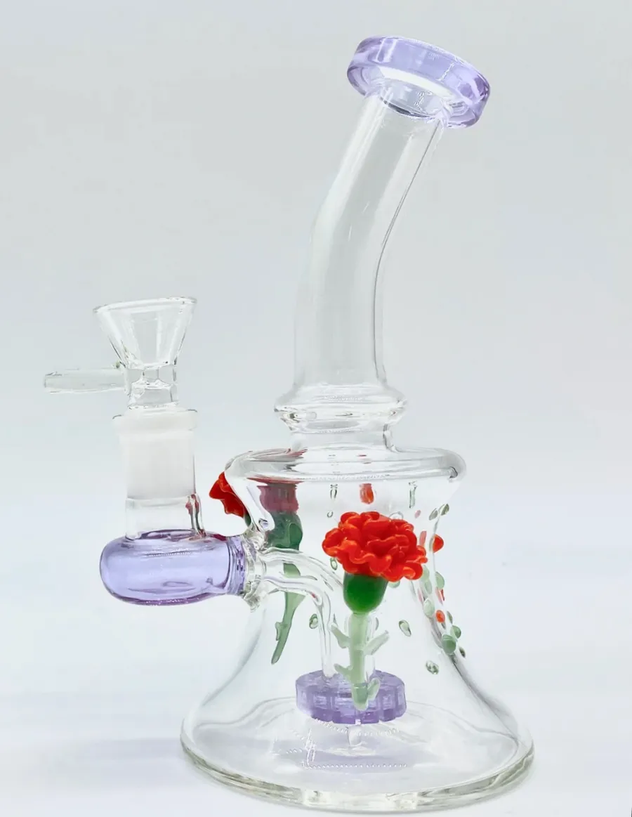 Vintage Premium Rose Glass Bong Water Hookah Reting Pipes 8Inch Original Glass Factory Made Can Put Customer Logo av DHL UPS CNE