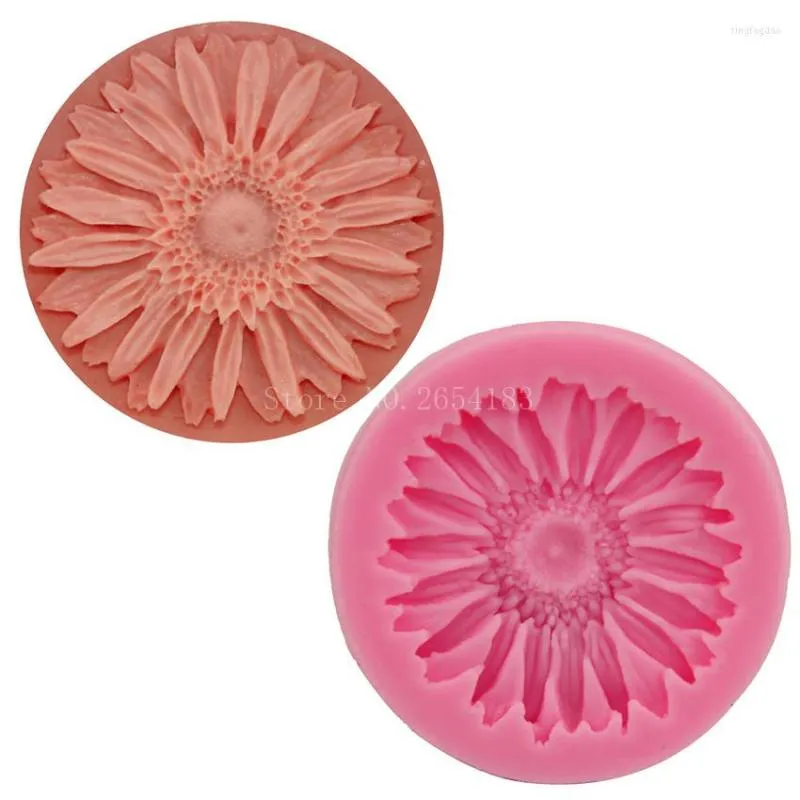 Bakning Mögel Flower Chrysanthemum Sunflower Silicone Fondant Shop 3D Cake Mold Cupcake Jelly Candy Sugar Decoration Tool FQ1780