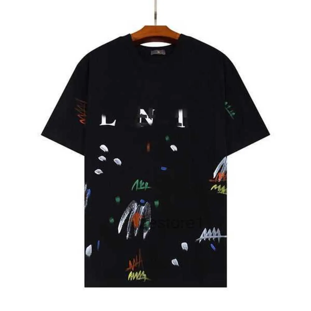 Gal Lavin Mens Designer t Shirt Casual Man Womens Tees Peint à la main Encre Splash Graffiti Lettres Lâche À Manches Courtes Col Rond Clothesd5fg6hf2