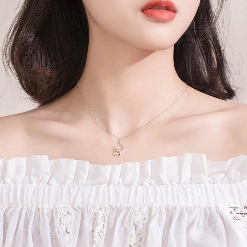 Kedjor Tre lilla fiskdjur Silverfärghalsband för kvinnor flickor koreanska mode clavicle chain smycken gåvor SN2466