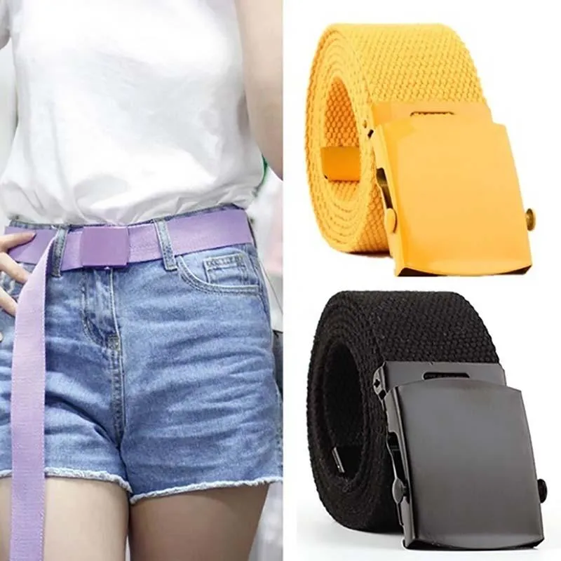 Cinture Femme Jeans lunghi lavorati a maglia Coreano Nero Giallo Viola Rosa Ampia cintura di tela automatica per cintura da donna