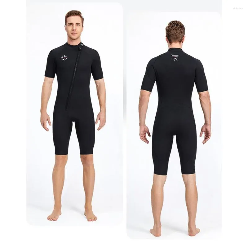 Survêtements pour hommes Vêtements de protection de plongée en néoprène Manches courtes One Piece Snorkeling Surf Maillot de bain avec fermeture éclair Élastique Sports nautiques