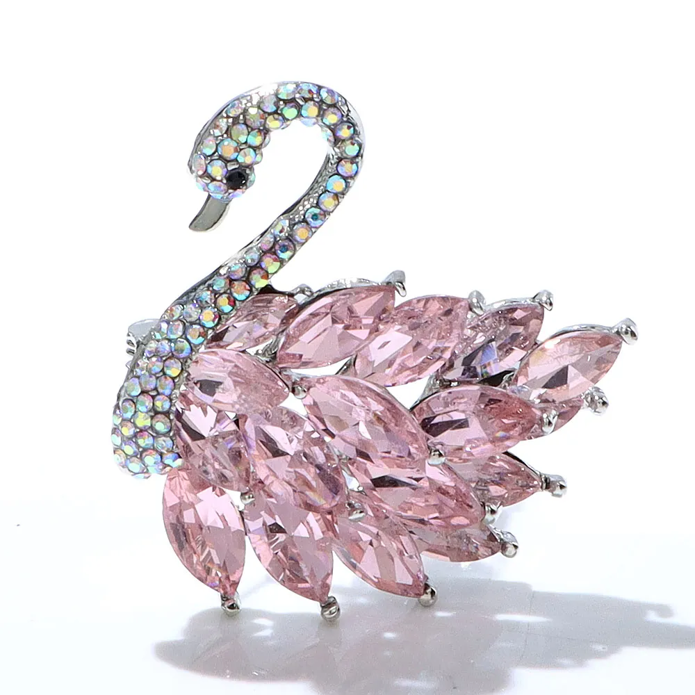 Cindy Xiang Pink Color Swan Brooches for Elegant Wedding Fashion Pin Animal Design Accessories High Quality New Year 2023