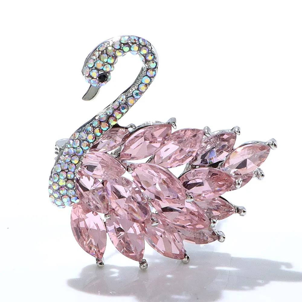 Cindy Xiang Pink Color Swan Brooches for Women Elegant Wedding Fashion Pin Animal Design Accessories High Quality New Year 2023