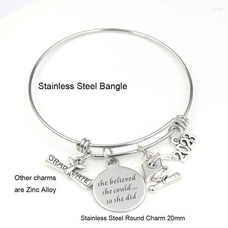 Charm Bracelets 2023 Graduation Bracelet Stainless Steel Bangle 4 Models Graduate Gift For Teen College High School Jewelry Pulseras From 9 97 DHgate