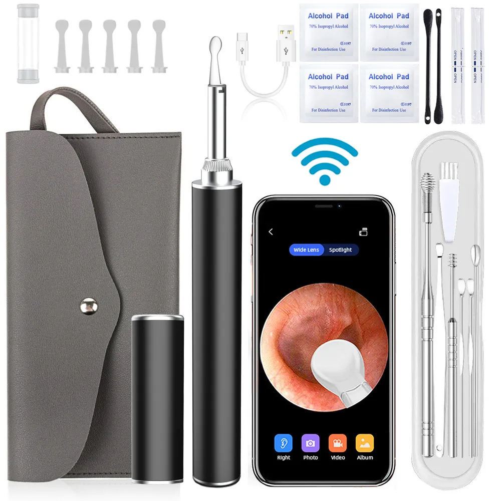 Zaopatrzenie w pielęgnację ucha Wi -Fi usuwanie wosku Otoscope Clearing Tool LED LIGE Light Camera bezprzewodowa czyste uszy uszy zdrowia osobistego 230520