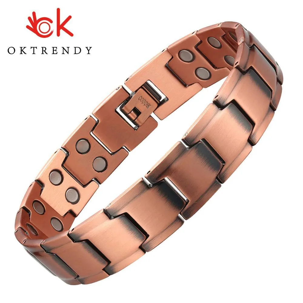 Armreif Männer Armband Schmuck Hohe Gauss 3000 Effektive Leistungsstarke Magnetische Kupfer Armband Vorteile Für Gesunde Hologramm Armbänder armreif