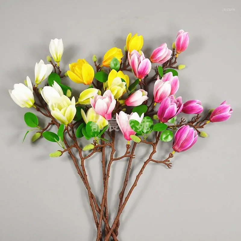 Decorative Flowers Artificial Magnolia Single Sprig Flower Home Living Room Wedding Garden Event Scene Decoration Simulation Arts Crafts