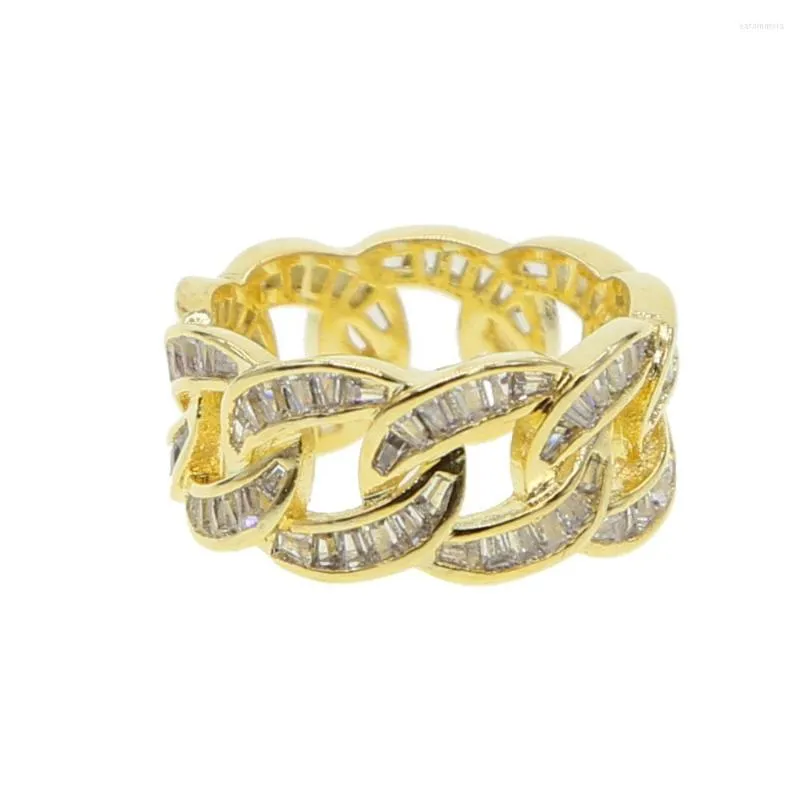 Wedding ringen gouden kleur vergulde ijsje uitblinkring micro pave kubieke zirkoon cubaanse ketting hiphop sieraden voor mannen met 9 size elegante druppels
