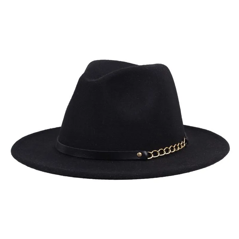 Breda brim hattar vintage klassiker kände jazz fedoras stora cloche cowboy panama för kvinnor män svart röd trilby bowler topp hatt