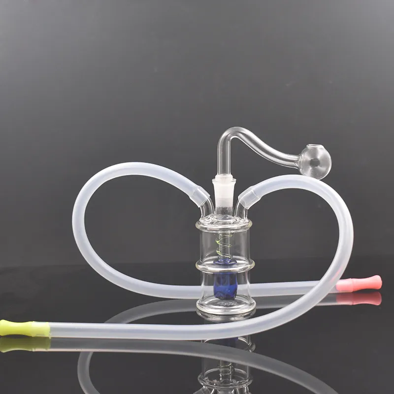 Pocket Small Colorful Glass Oil Burner Bong Water Pipes Recycler Dab