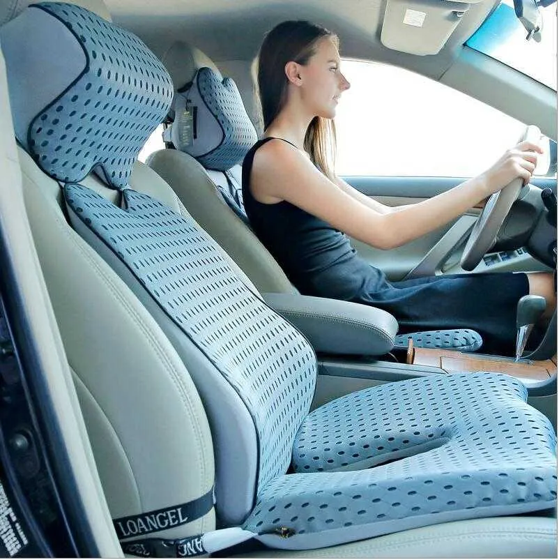 Cushions High Quality Memory Foam Car Support Set Back Lumbar Neck Pillow Seat Cushion for Driving Office Home AA230520