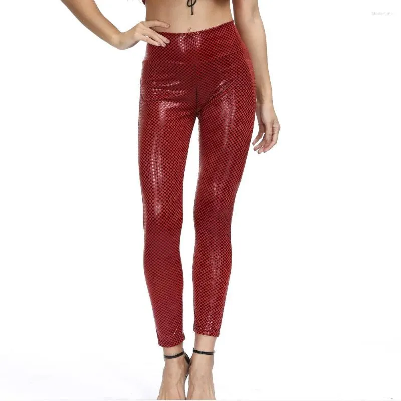 Pantaloni da donna Push Up Ladies Skinny Sexy Women Cerniera con apertura sul cavallo Leggings lunghi in PVC elasticizzati in ecopelle elasticizzata a vita alta