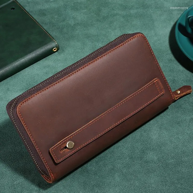 Wallets Genuine Leather Men S Bifold Zip Coin Handbag Portable