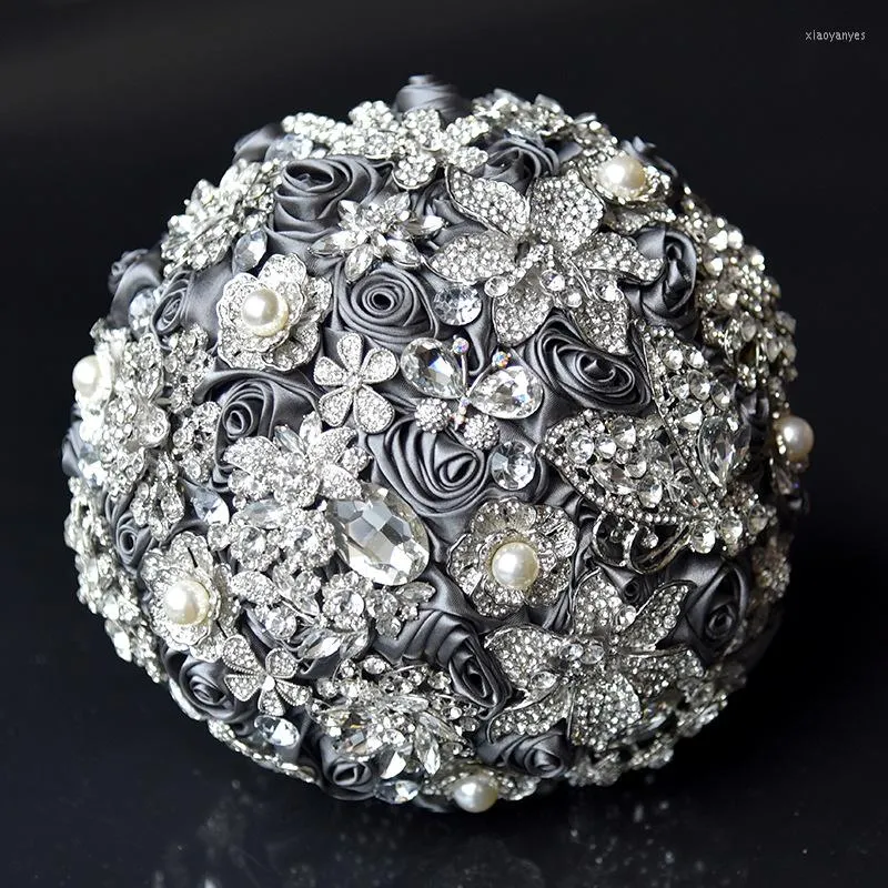 Fleurs décoratives 1 pc/lot magnifique cristal luxe Bling mariage Bouquet étincelle broche pour