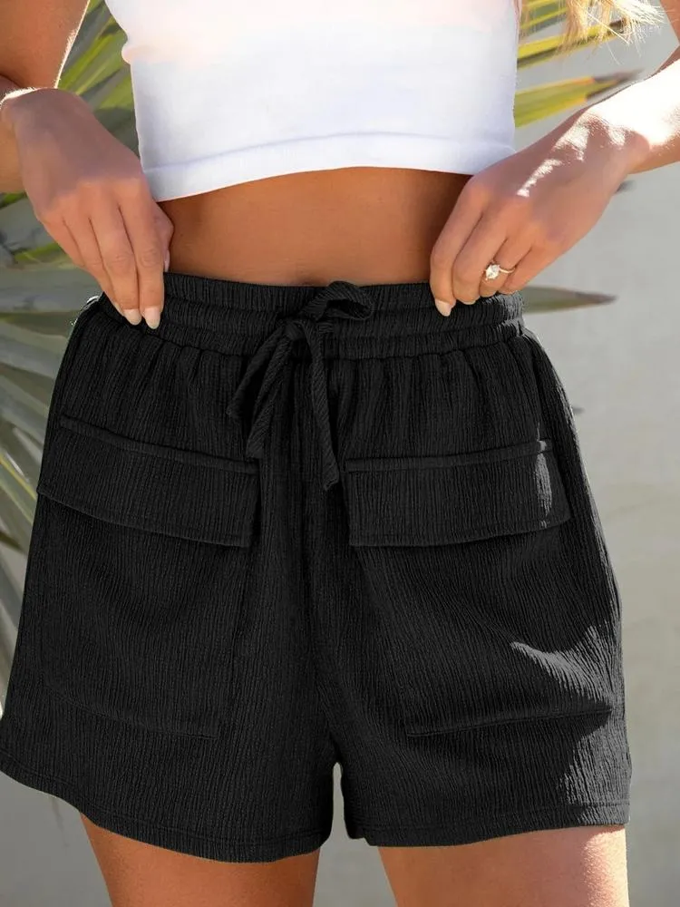 Short femme HAOYUAN Cargo pour femme Style Y2k taille haute élastique cordon poches décontracté femme sport d'été pantalon court