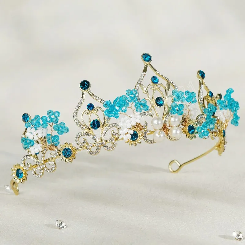 Hochzeit Haar Tiara Kristall Braut Krone Himmelblau Tiaras Hochzeit Haarschmuck Kopfschmuck Kopfschmuck