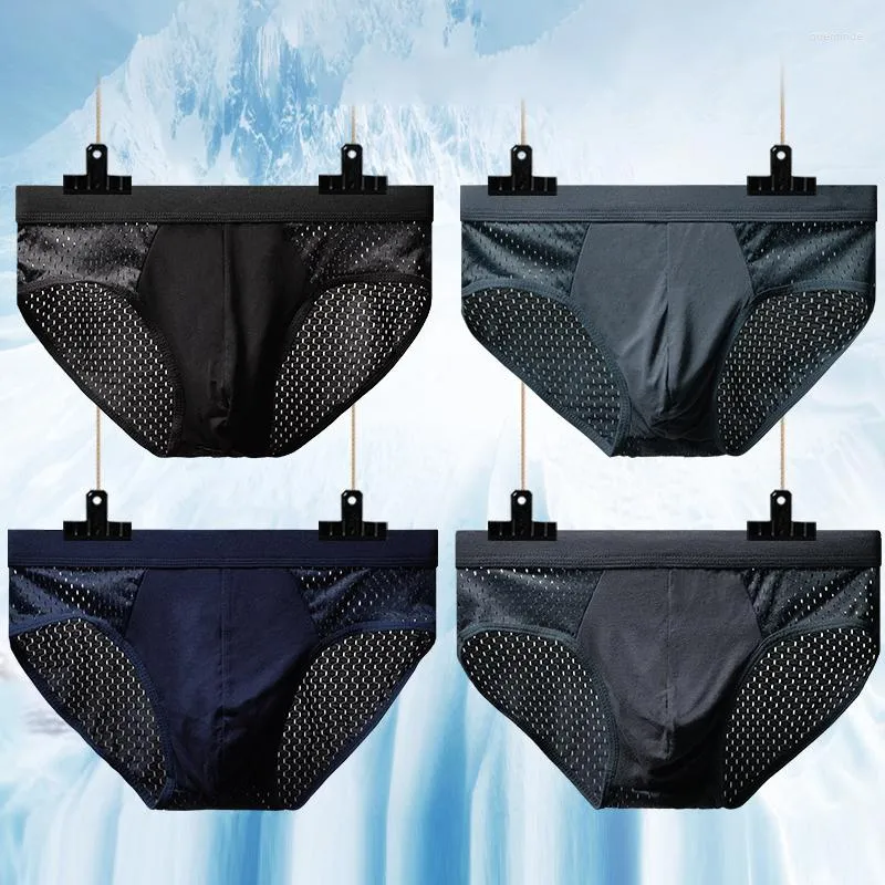 5 PACKS Men's Ice Silk Underwear Briefs Breathable Underwear Shorts Knicker