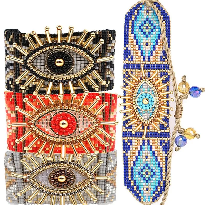 Bracelets 1pcs Miyuki Bracelets For Women Lucky Woven Turkish Eye Bracelet Bohemian Jewelry Handmade Mujer Pulseras 2021 New Armband Gift