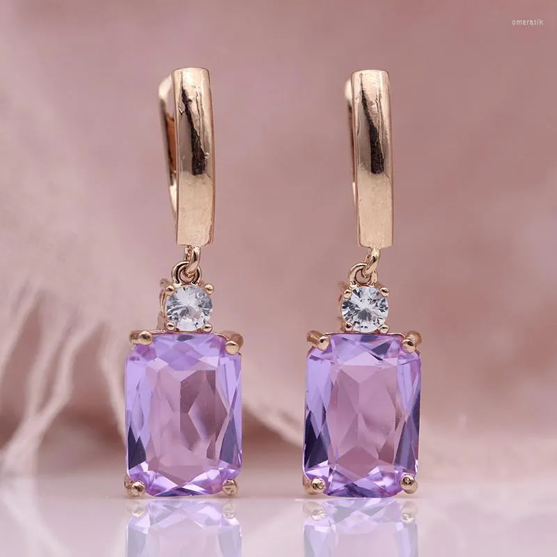 Orecchini pendenti di lusso viola cristallo goccia gemme di colore zircone da sposa blu matrimonio fidanzamento gioielli da donna regalo