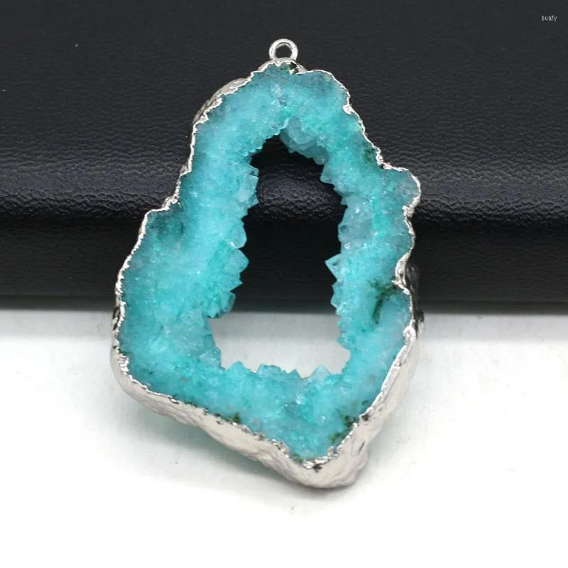 Подвесные ожерелья натуральный камень нерегулярные голубые кристаллические прелести DIY для колье браслета изделия изготовления аксессуаров