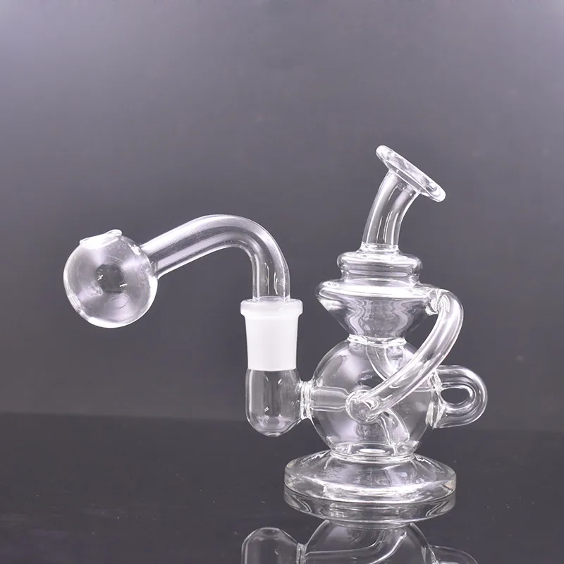 Vente en gros 4.8inch Recycler Bong en verre Narguilés Recycler Oil Rigs Pipes Chicha Ashcatcher Shisha Water Bongs avec 14mm Male Glass Oil Burner Pipe Moins cher