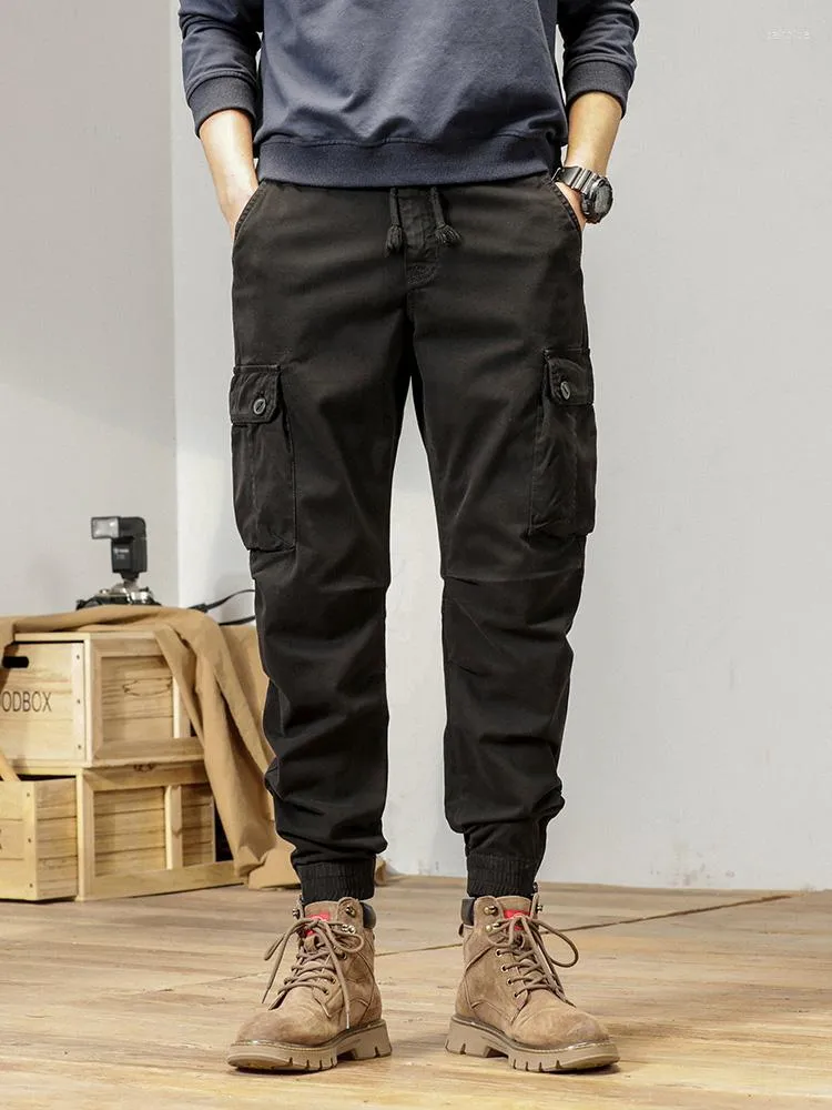 Pantalon Homme Multi Poches Printemps Ete Cargo Hommes Streetwear Fermeture Eclair Jambe Maigre Travail Joggers Coton Decontracte Pantalon Tactique De 171 17 DHgate