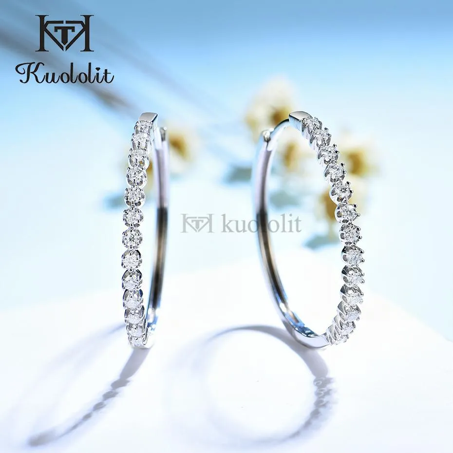 Stud Kuololit 585 14K 10K White Gold Hoop Bubble Earrings for Women Moissanite Solitaire Drop Earring for Engagement Christmas Gifts