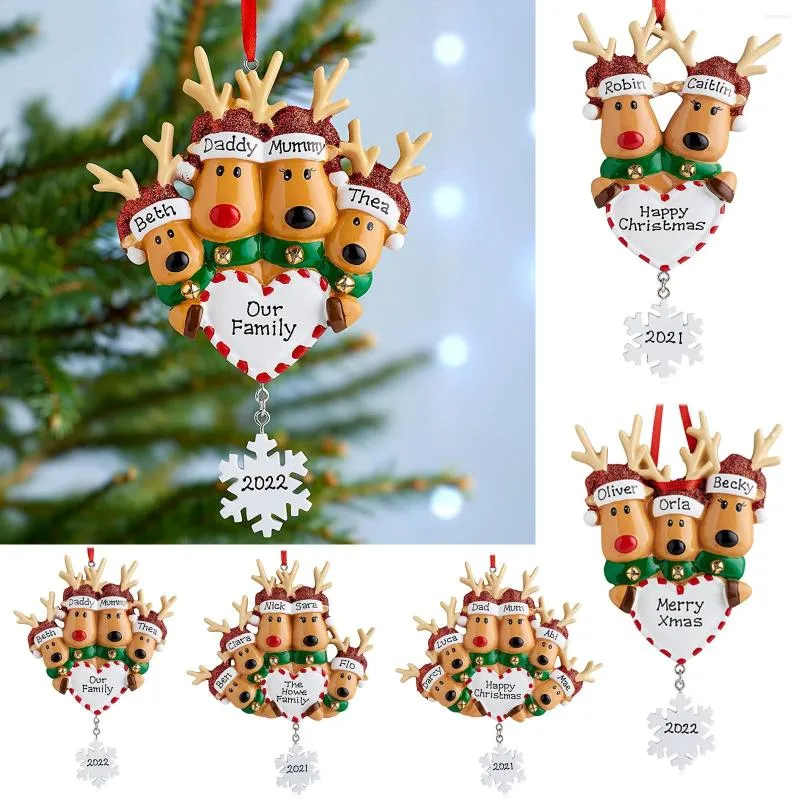 Christmas Decorations Personalized Reindeer Family Of 2 3 4 5 6 Tree Ornament Cute Deer Holiday Winter Gift Year 2023