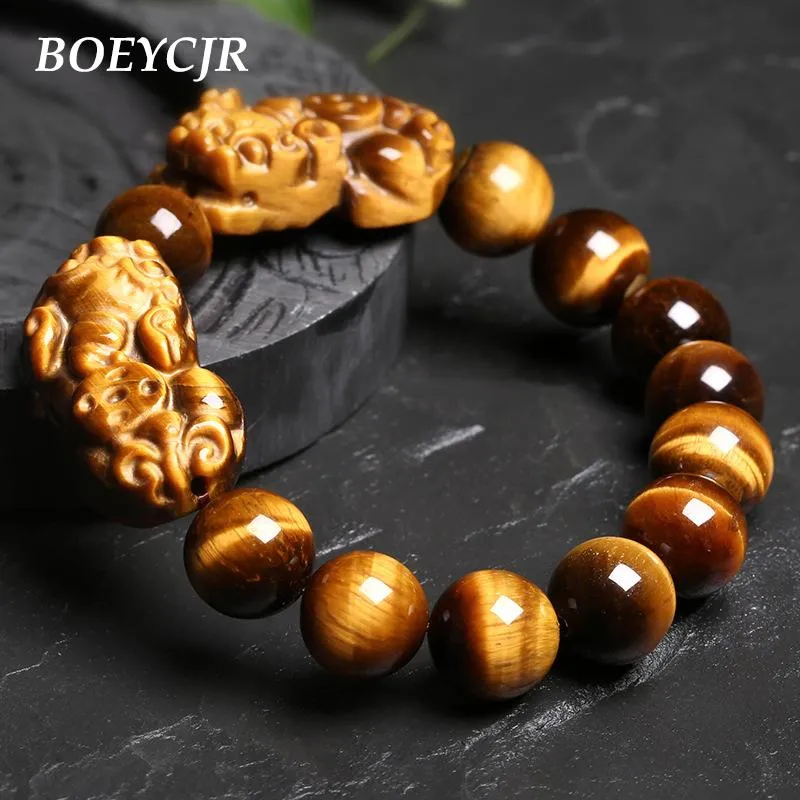 Bracelets BOEYCJR A + haute qualité perle de pierre de tigre chanceux Pixiu troupes courageuses Bracelets énergétiques Bracelets pour hommes ou femmes bijoux