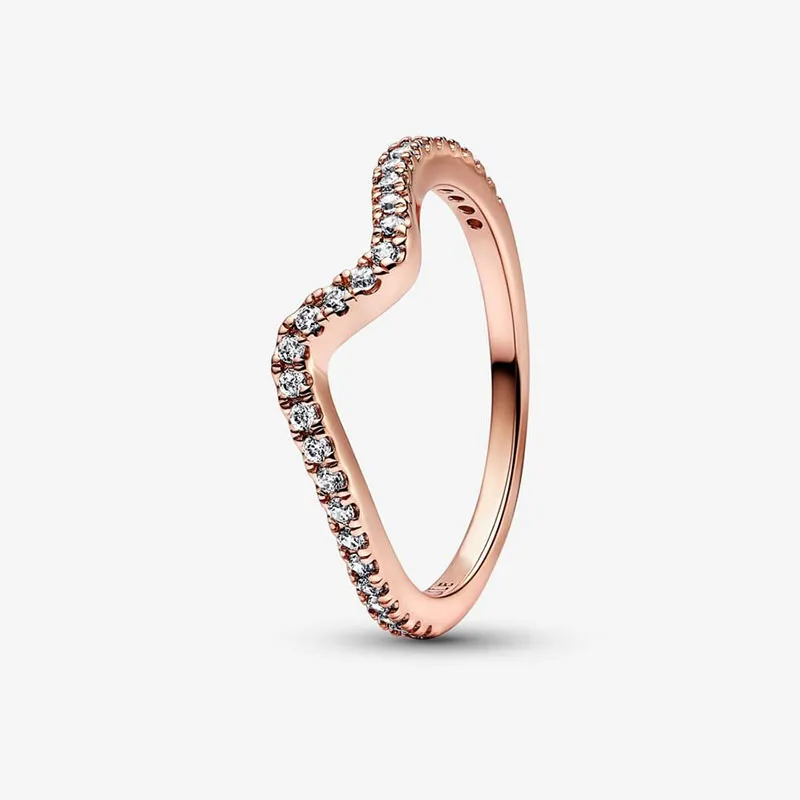 Rose Gold Wave Pierścienie do układania Pandora 925 Srebrna impreza projektant biżuterii