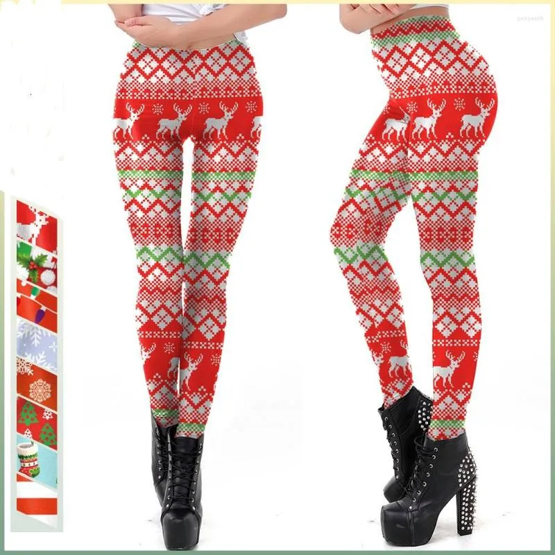 Women's Leggings SKDK05 Fashion European And American Gym Kit For Women Clothing Holiday Digital Print Christmas Trousers