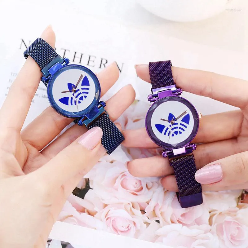 Armbandsur mode kvinnor klockor annons titta på mesh wteel magnet wtrap damer flickor gåva hodinky kvinna klocka