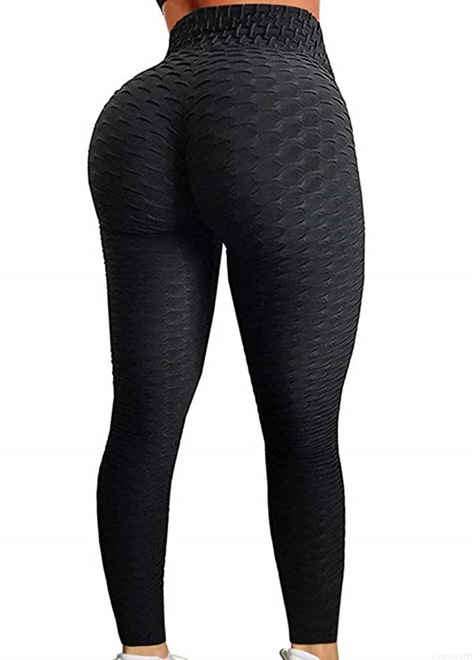 Women Yoga Pants Pocket Butt Lift Anti-Cellulite High Waist Push Up Leggings  - AAA Polymer