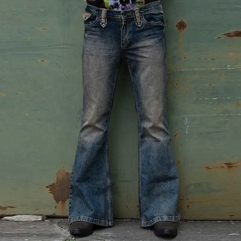 Мужские шорты Мужчины расклешены мешковываемые джинсы бутисты